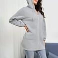 thumbnail image 5 of RYRJJ Womens Casual Zip Up Hoodies Fall Long Sleeve Tunic Sweatshirt Loose Drawstring Hoodie Jacket Coat with Pockets(Gray,M), 5 of 6