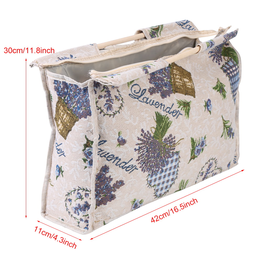 Knitting Needle Storage Exquisite Practical Wood Handle Woven Fabric Storage Bag for Knitting Needles Sewing Tools 1pc 16.5X11.8X4.3in Red Flower Knitting Bag 