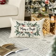 thumbnail image 4 of Christmas Pillow Covers 12x20,Eucalyptus Mistletoe Christmas Decorations Pillows Decorative Throw Pillow Cases, Merry Bright Xmas Lumbar Cushion Covers for Winter Home Couch, 4 of 5