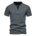 thumbnail image 1 of Camiseta de manga corta con cuello en V profundo para hombre - Camiseta elástica de mezcla de algodón - Diseño moderno para la playa y ocasiones informales de verano, 1 of 3