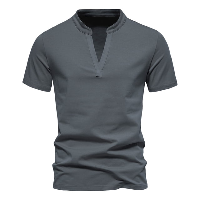 Camiseta de manga corta con cuello en V profundo para hombre - Camiseta elástica de mezcla de algodón - Diseño moderno para la playa y ocasiones informales de verano