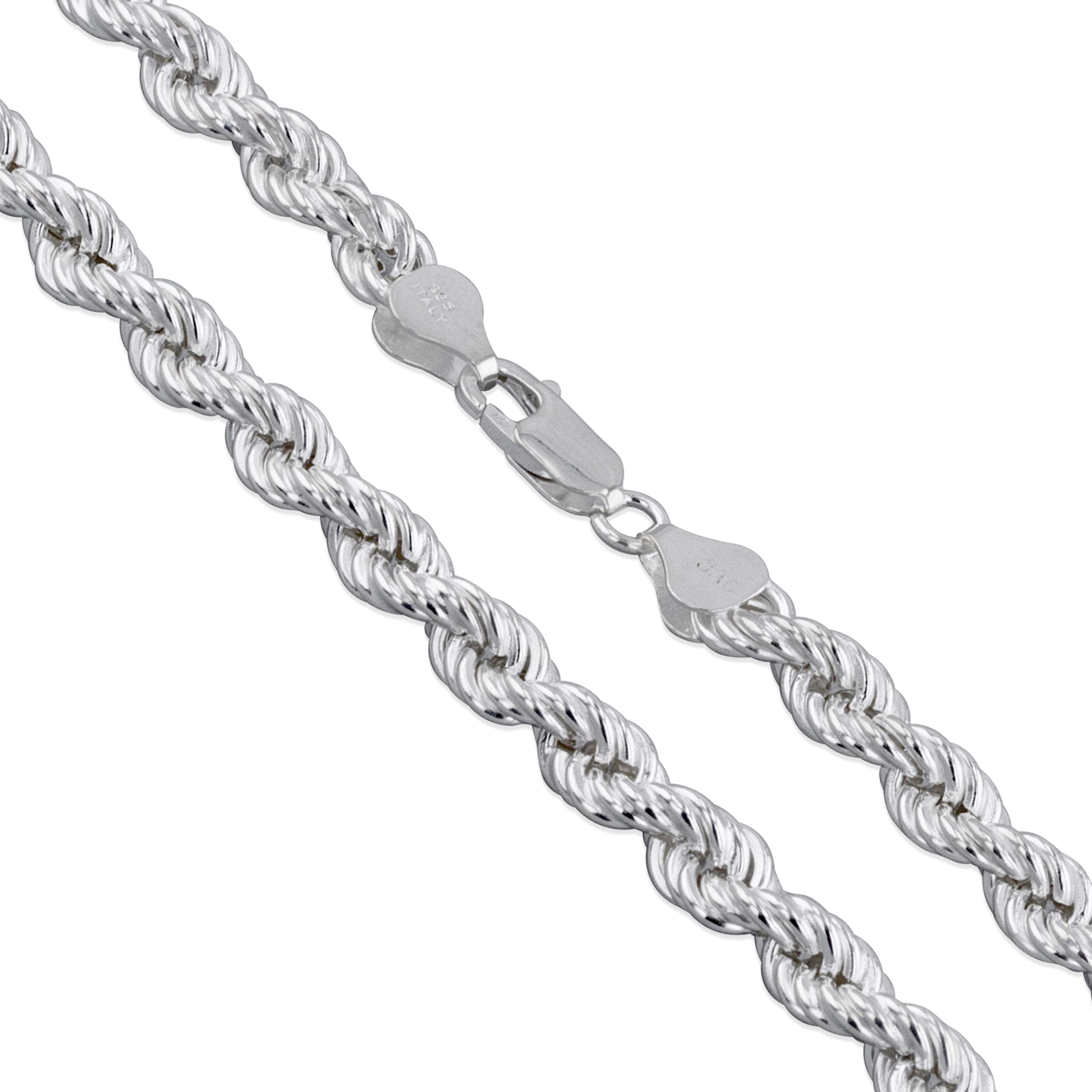 Men's 925 Sterling Silver Rhodium Finish 4 Ever Paid Pendant 24'' Rope Chain 
