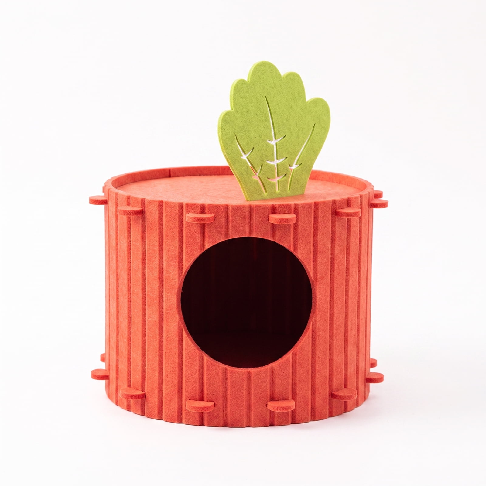 Carrot Theme Felt Rabbit Hideout Bed, Soft Small Animal Hideaway Hut, Cozy Bunny Hiding House for Guinea Pig Ferret Chinchilla Hedgehog, 15.75"L x 15.75"W x 11.81"H