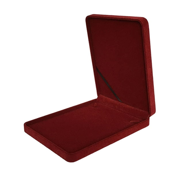 Caja de almacenamiento de collares, caja de almacenamiento de joyas, caja de colección, caja de joyería de terciopelo, caja organizadora de collares borgoña