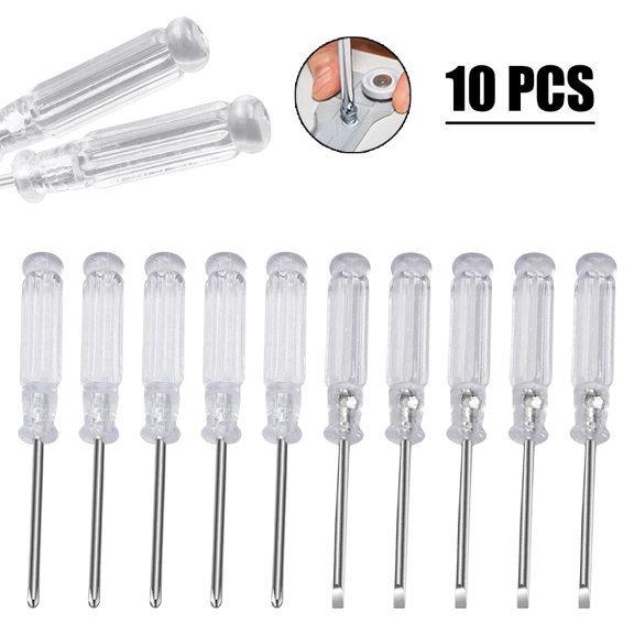 10pcs 3.74Inch Small Mini Screwdriver Set Kit Repair Tool Slotted Cross Screwdrivers Transparent Head Precision Screwdrivers
