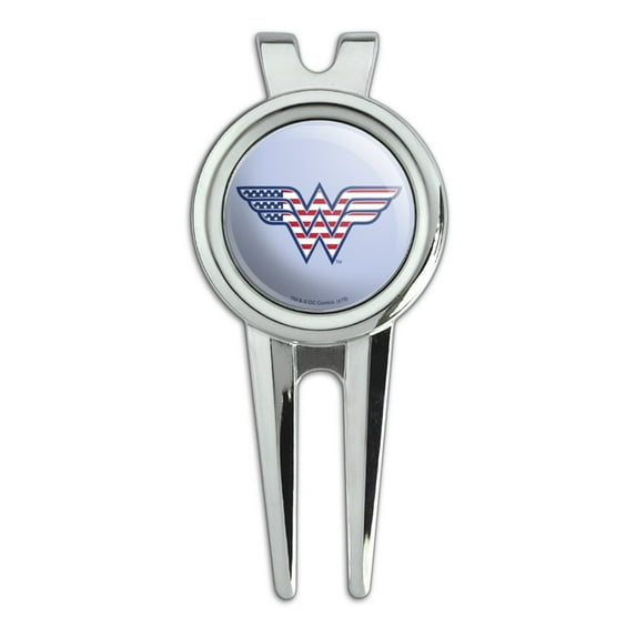 Wonder Woman USA American Flag Logo Golf Divot Repair Tool and Ball Marker