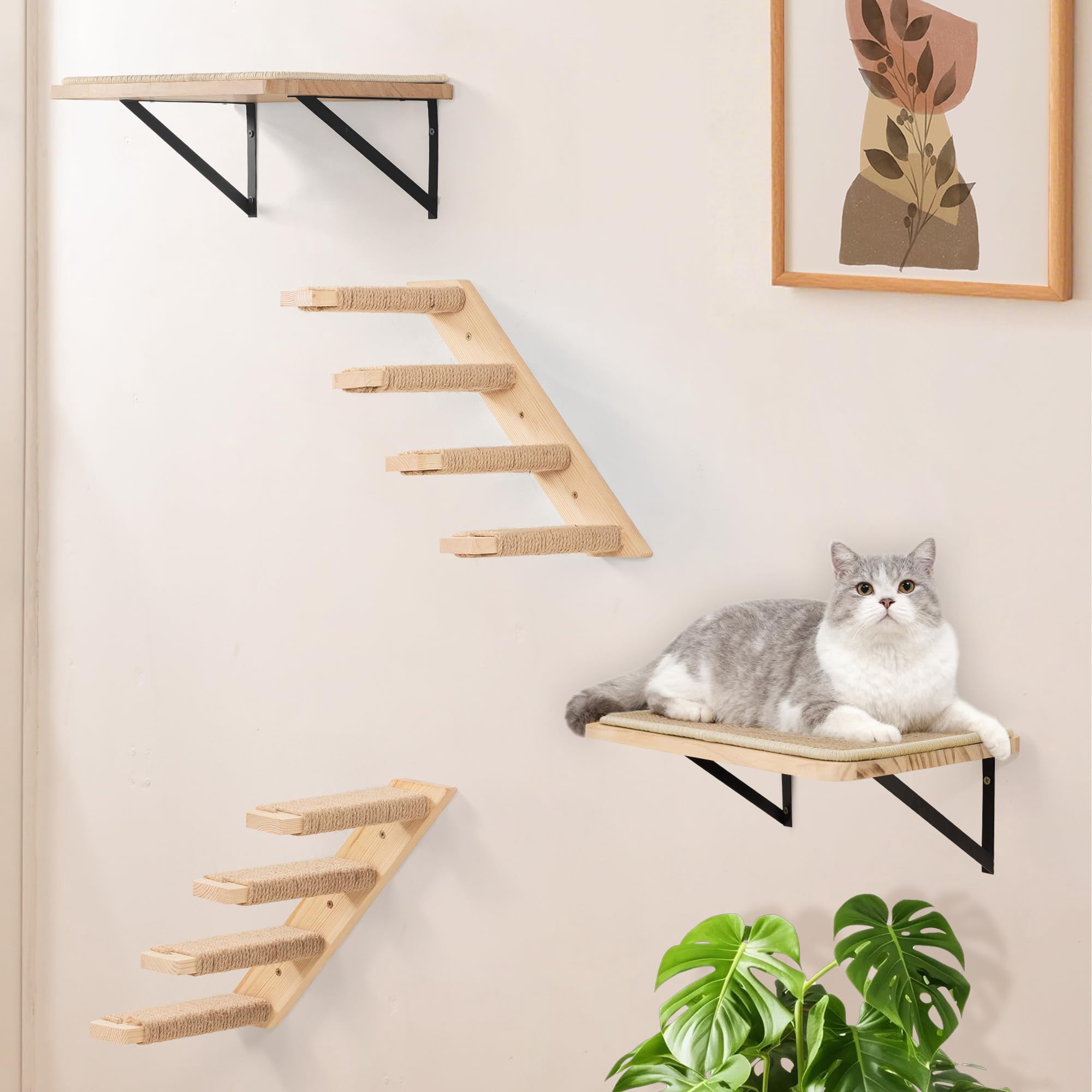 Wood Shelf Combo A (4 Pieces) Cat Perch Wall Mounted Playground