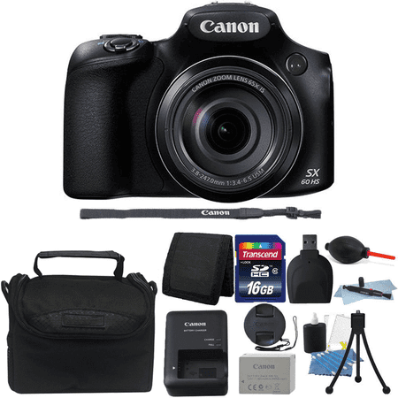 New! Canon PowerShot SX60 HS 16.1MP 65X Optical Zoom Wifi / NFC Digital Camera Black + Quality