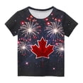 thumbnail image 3 of AJTQTH Kids Canada Day Tees Tie-Dye Novelty Tops Boys Girls Unisex Crewneck Short Sleeve Tshirts Clothes Outfits Shirts Blouses Holiday Gift Black#03 9 Years, 3 of 3