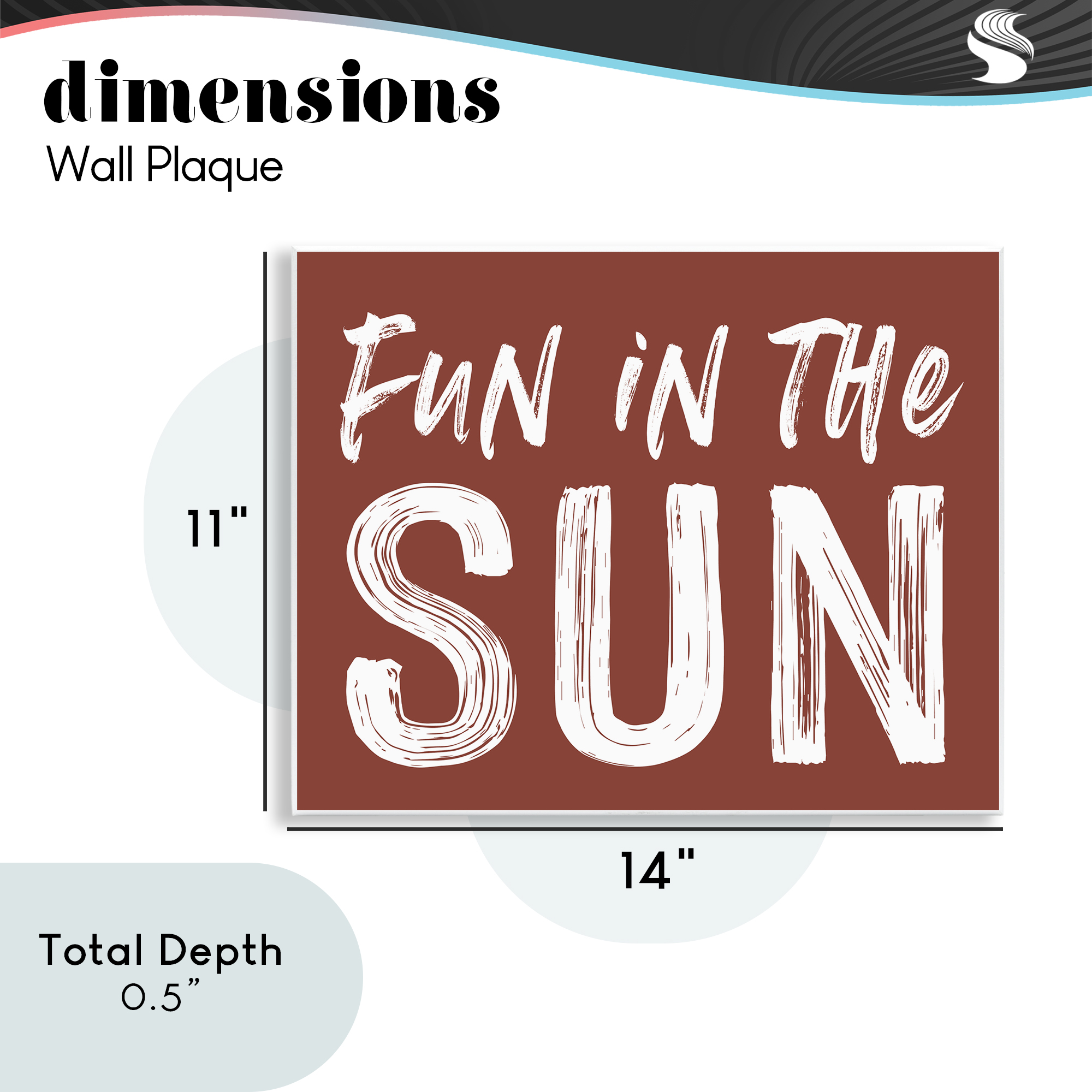 Fun In Sun Brown Sentiment Wall Plaque Art, design by Lettered and Lined