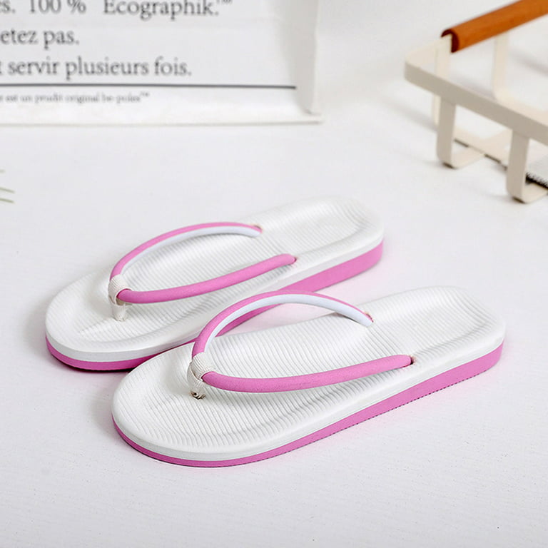 Women Slippers Women Summer Slip-On Beach Slippers Open Toe Breathable  Flip-Flops Shoes Pink 8