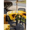 thumbnail image 5 of Outdoor Tablecloths with Umbrella Hole & Zipper, Spring Sunflowers 54x54 Inch Square Tablecloths, Yellow White Plaid Farmhouse Rustic Waterproof Table Cloth, Patio/Pool/Picnic Table Covers, 5 of 8