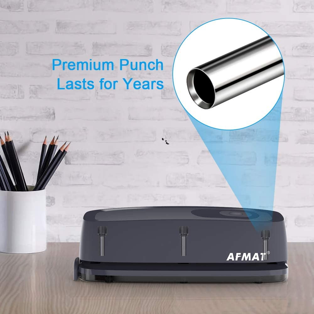 AFMAT Electric Three Hole Punch Heavy Duty, 20-Sheets Capacity, AC or  Battery Operated Puncher and Heavy Duty Electric Stapler, 2 Full Strips, 25