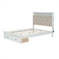 thumbnail image 5 of Full Size Platform Bed Frame with LED Lights, Wood Full Size Bed Frame with Upholstered Headboard and 2 Drawers, White Bed Frame for Wood Slat Support, 5 of 7
