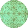 thumbnail image 1 of Ahgly Company Machine Washable Indoor Round Oriental Turquoise Blue Traditional Area Rugs, 3' Round, 1 of 4