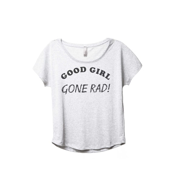Good Girl Gone Rad Women's Fashion Slouchy Dolman T-Shirt Tee Heather White X-Large