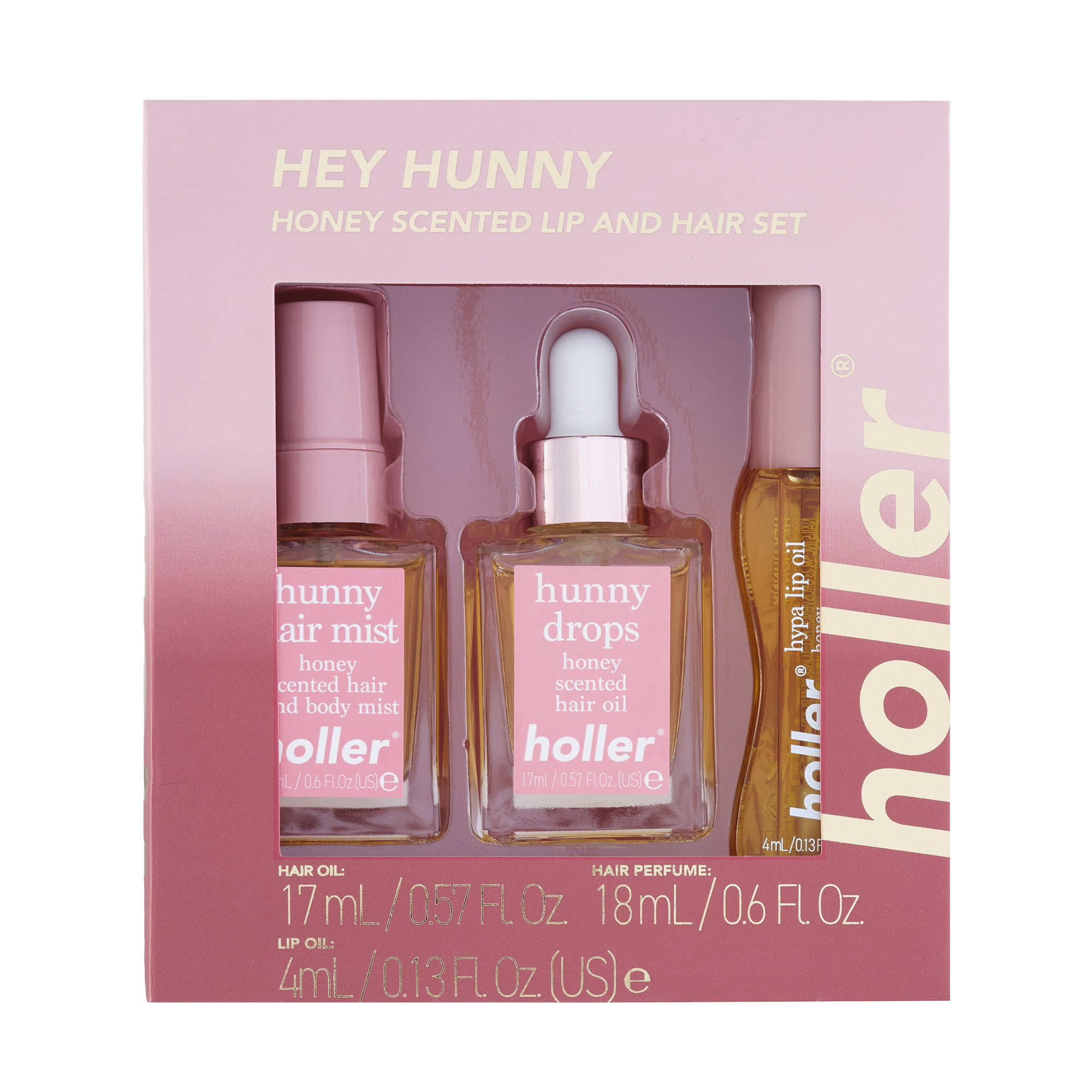 HOLLER Hey Hunny Lip And Hair Set, 3 Piece Set