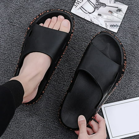 

Fashion Summer Slippers for Men Lightweight Non-Slip Flip Flops Soft Sole Open Toe Shoes for Home Living Room Bedroom 42 Black Orange