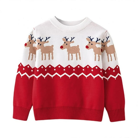 Toddler Baby Girl Boy Christmas Clothes Knit Sweater Deer Pullover Sweatshirt Warm Crewneck Long Sleeve Tops Winter Outfit 2-3 Years