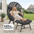 thumbnail image 5 of RADIATA Set of 2 Wicker Double Egg Chair with Ottomans, All-Weather PE Rattan Patio Stationary Chair with Thick Cushions, 420lbs Capacity, Gray, 5 of 10