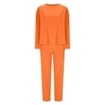 thumbnail image 2 of YUGYXL Womens 2 Piece Sweatsuits Daily Sport Sets Solid Color Elastic Waist Long Pants Active Gym Outfits Orange S, 2 of 6