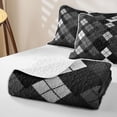 thumbnail image 4 of Erosebridal Gray Black Plaid Quilt Full,Patchwork Geometric Rhombus Full Bedspread Sets For Boys,3-Piece, 4 of 7