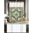 thumbnail image 6 of No Hook Cloth Fabric Shower Curtain with Snap in Liner, Green Orange Beige Boho Waterproof Shower Curtains Set with See Through Top Window, Retro Ethnic Tribal Abstract Art Bath Curtains 72"x96", 6 of 6