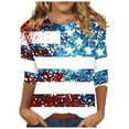 thumbnail image 2 of breaise Independence Day Shirts for Women Proud Patriotic Red White and Blue Graphic Tshirts Cute 3/4 Sleeve Tees Lightweight Crewneck Blouses Tops Going Out Tops for Women, 2 of 4