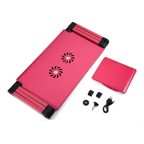 Escritorio portátil ajustable NikouMX con ventilador dual de enfriamiento Mouse Boad Rosa Rojo