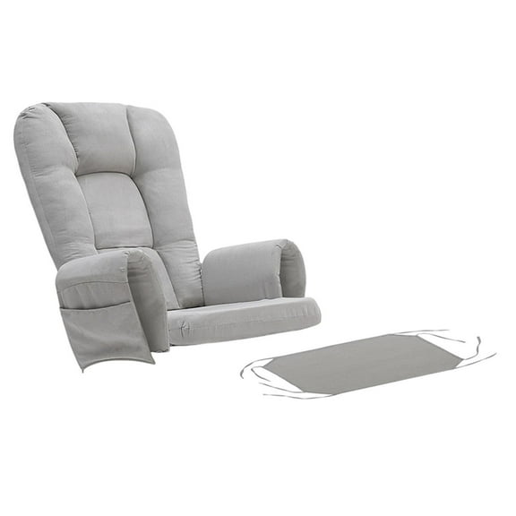 5Pcs Velvet Glider Rocking Chair Replacement Pads, Square Backrest, Glider Seat Pad Set with Side Storage Pockets for Nursery, Nap Time, Light Gray