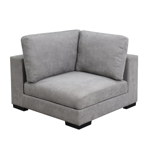 Gray 1pc Fabric Upholstered Modular, Corner Sofa Chair For Bedroom