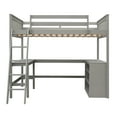 thumbnail image 4 of imerelez Full size Loft Bed with Shelves and Desk, Wooden Loft Bed with Desk - Gray, 4 of 9