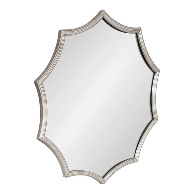Kate and Laurel Miroir d'Accent Rond Encadré Festonné, Diamètre 24 Pouces, Argent