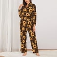 thumbnail image 2 of Honeii Brown Plaid Sunflower print Women's Pajama Sets Long Sleeve Button Down Sleepwear Nightwear Soft Pjs Lounge Sets-X-Large, 2 of 7