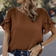 thumbnail image 4 of Top de cuello redondo de manga corta con encaje de color liso para primavera y verano para mujer OAVQHLG3B Store  lin121212, 4 of 4