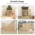 thumbnail image 2 of 4 Panels 36" Freestanding Pet Gate, Solid Wood Folding Safety Fence Wooden Dog Gate, Oak, 2 of 5