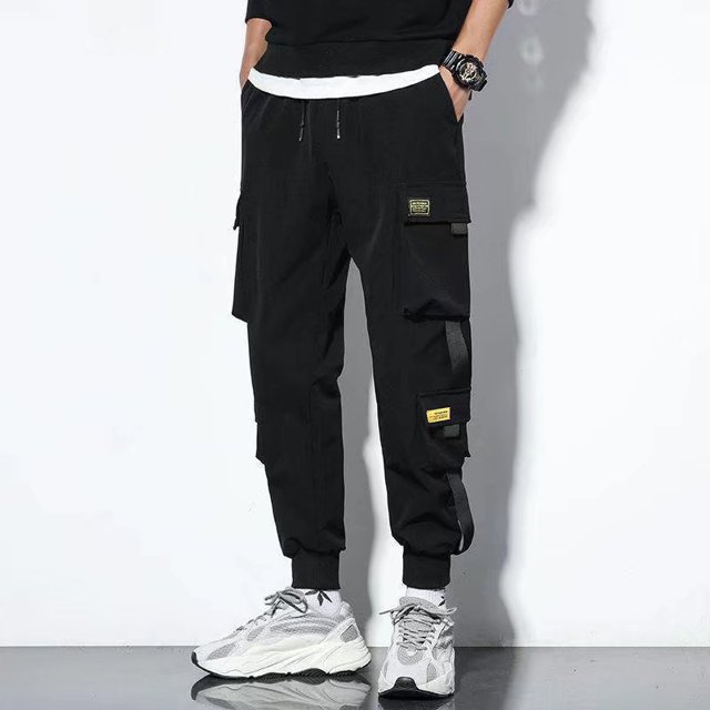 New Hong Kong Style Workwear Pants Men‘s Solid Color Versatile Loose Trendy Large Size Leggings