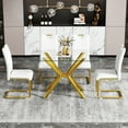 thumbnail image 3 of Miniyam 47" Modern Glass Dining Table for 4, Rectangular Tempered Glass Top with Metal Legs, Gold, 3 of 7