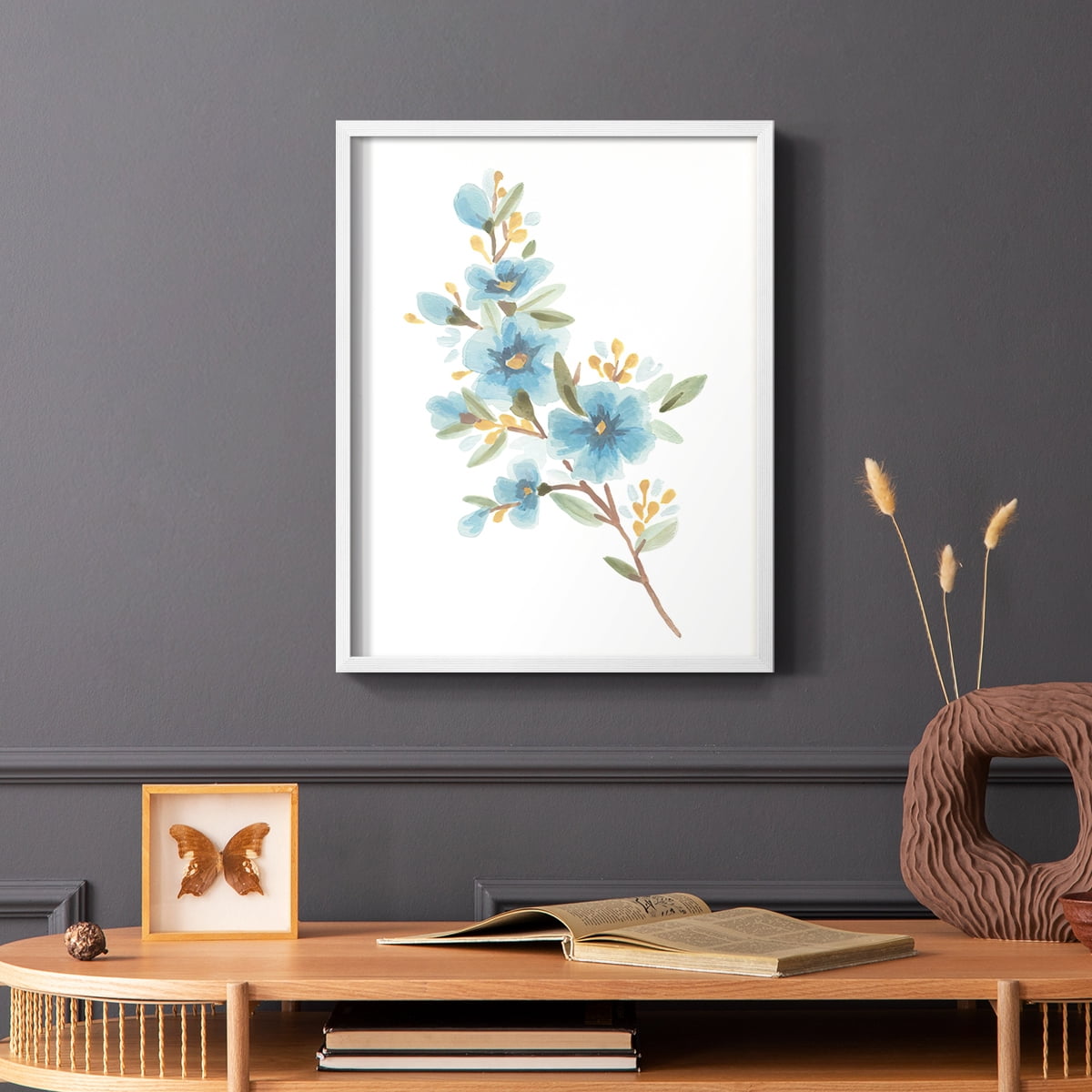 Wildflower Sprig I Framed Print - Solid Wood in Single Picture Frame Solid Wood 2 Framed Print