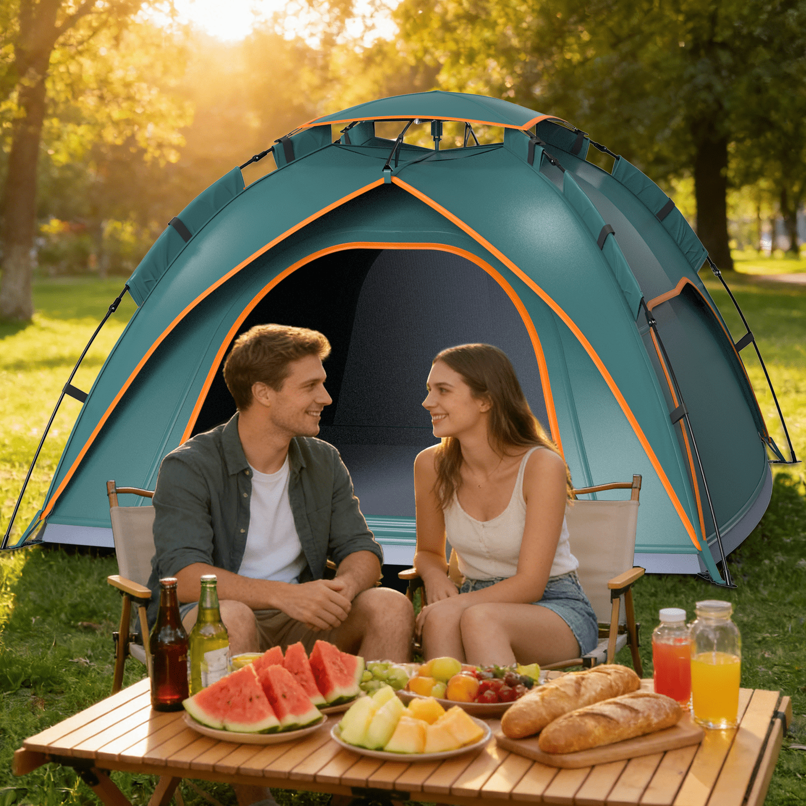 Yacona 2-3 Person Tents for Camping, Instant Pop up Tent for Outdoor Hiking Backpacking, Waterproof, Green