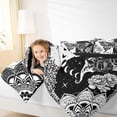 thumbnail image 4 of Homewish Gothic Skull Butterfly Queen Comforter Set,Boho Bohemain Print Bedding Sets,White Black Gray Bedding Comforter Set For Girls Teens,Luxury Bedroom Decor Reversible,3pcs, 4 of 8