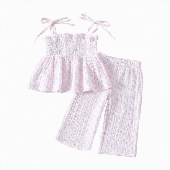 HCNTES Baby Girl Clothes Toddler Baby Girl Outfit Baby Girl Clothes Toddler Girl Summer Outfits Cami Ruffle Tops Pants Kids Floral Clothing Set