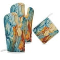 thumbnail image 6 of Abstract Flowers Oven Mitts And Pot Holders Sets of 4 Oven Gloves Set Potholders for Kitchen Cooking Baking Grilling Anti Scald Hot Pads And Heat Resistant, 6 of 6