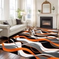 thumbnail image 3 of Orange Gray Stripes Washable Living Room Rugs 5'x8', Abstract Art Modern Low Pile Throw Large Area Rug Non-Slip Sturdy Edge Binding Carpet for Living Room Kitchen Office, 3 of 9