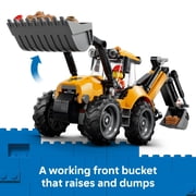LEGO City Yellow Backhoe Loader - Building Toy for Boys & Girls, Ages 7+ Construction Toy for Kids with Functional Bucket & Backhoe - Gift for Birthdays - 60480