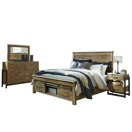 Ashley Furniture Sommerford 4 Pc Bedroom Set E King Panel Bed 1 Nightstand Dresser Mirror Brown