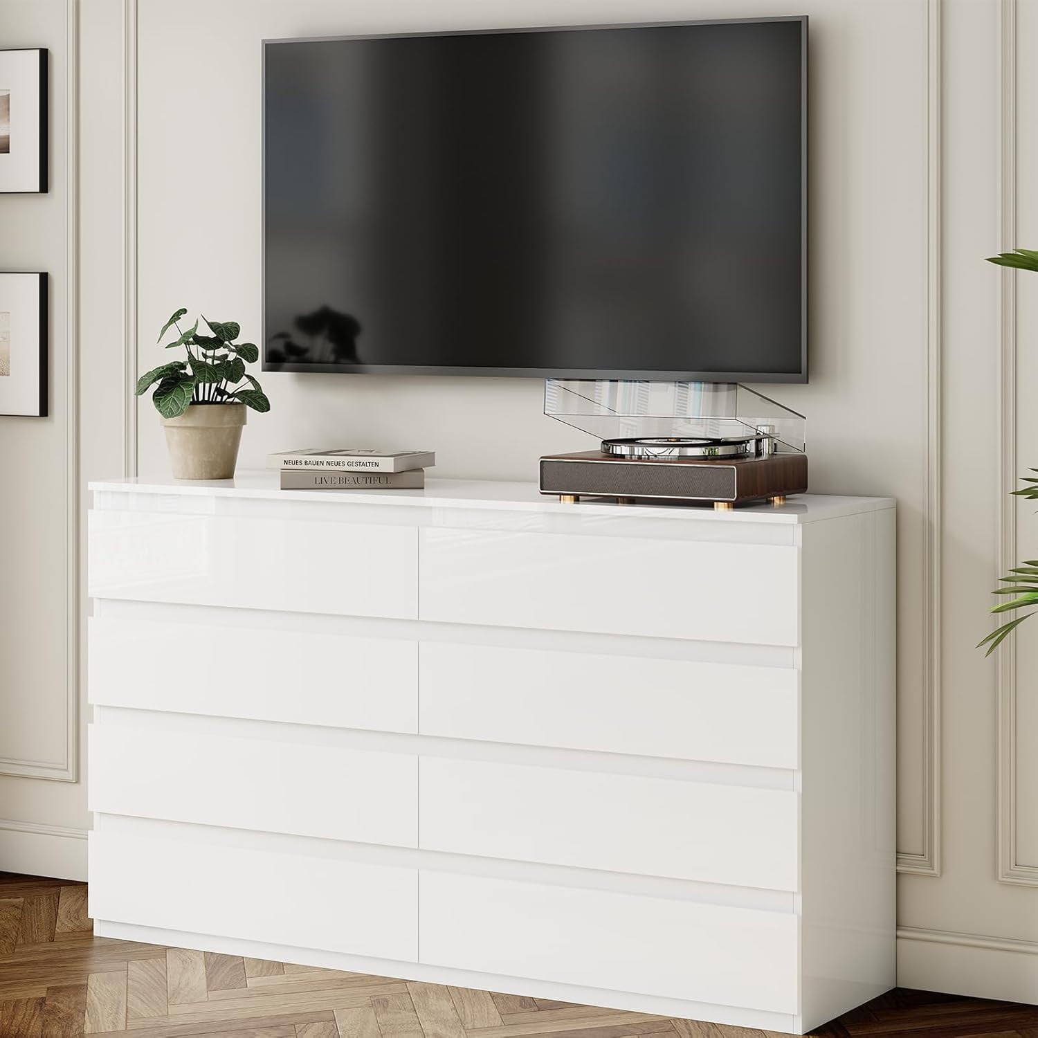 Selooye 8-Drawer Modern Wood Dresser, Wide Chest Drawers