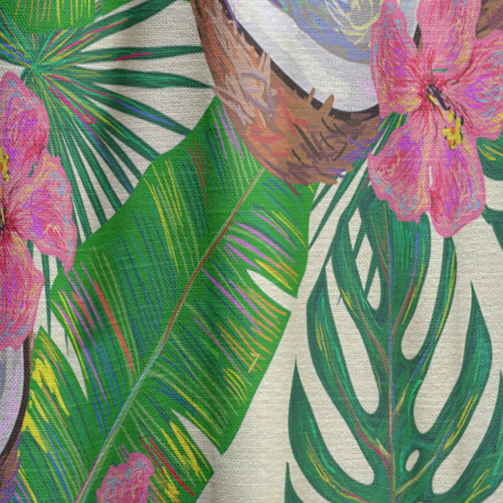 Designart 'Tropical Jungle Flowers and Cooconut' Mid-Century Modern Curtain Panel