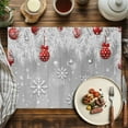 thumbnail image 3 of Grey Snowy Christmas Placemats Set of 8, Red Christmas Balls Winter Table Mats Washable Heat-Insulation Non-Slip Place Mats for Kitchen Dinner Table Indoor Outdoor Decor,13x19 Inch, 3 of 9