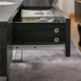 thumbnail image 6 of Rustic Dark Grey Rattan Coffee Table - 43.25"W, Particle Board & Steel, with Drawer - Modern Farmhouse Living Room Furniture, 6 of 7